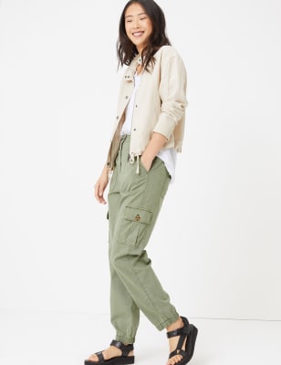 Buy Khaki Green Regular Tapered Stretch Utility Cargo Trousers