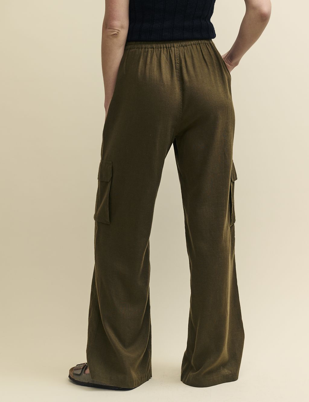Cargo Wide Leg Trousers With Linen 2 of 6