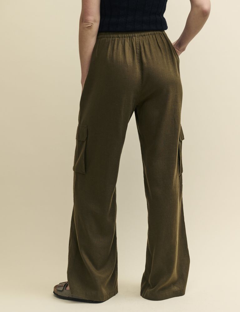 Cargo Wide Leg Trousers With Linen 3 of 6