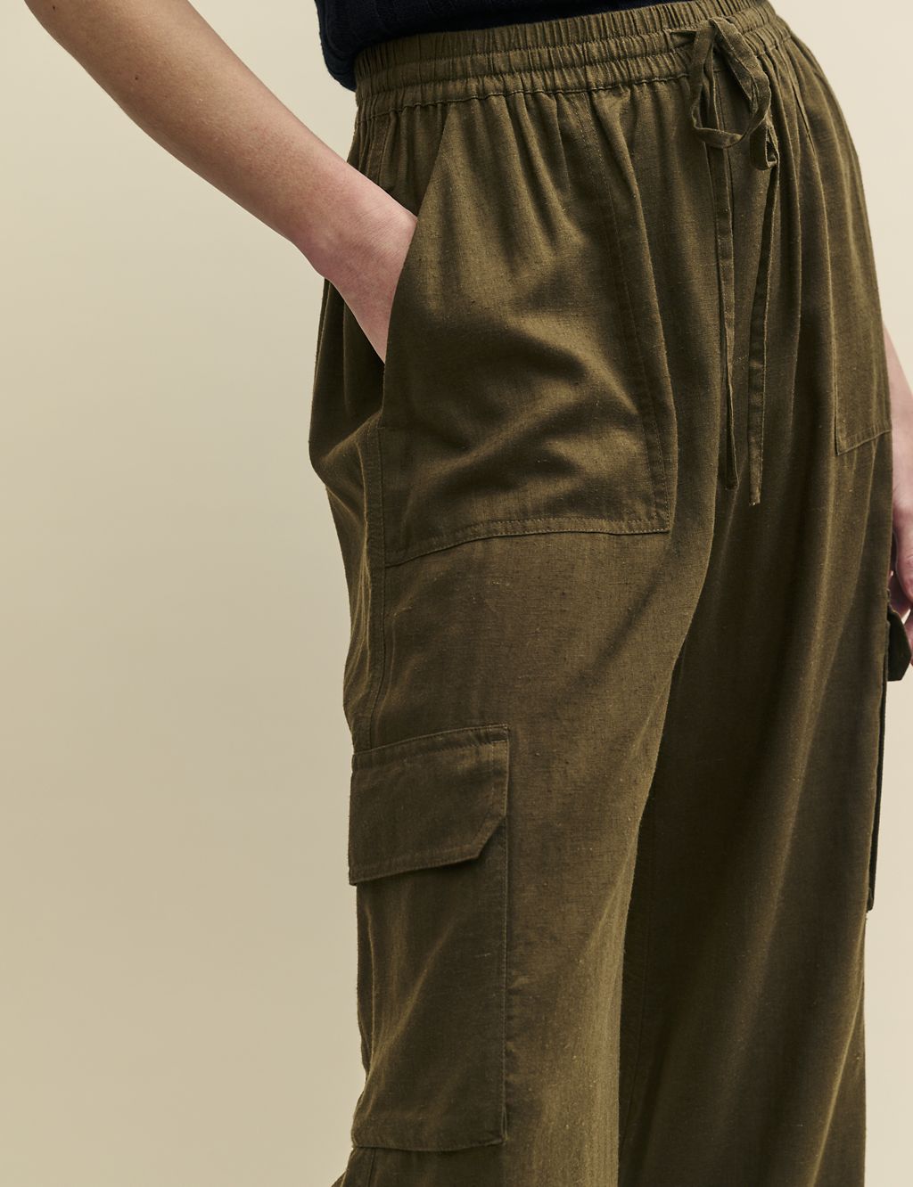 Cargo Wide Leg Trousers With Linen 4 of 6