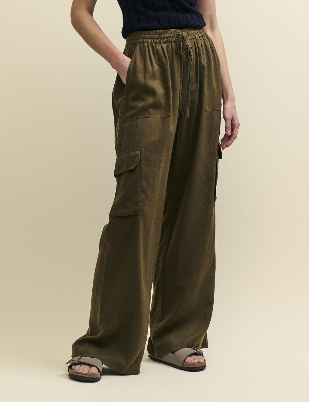 Cargo Wide Leg Trousers With Linen 6 of 6