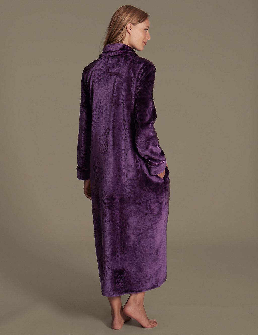 Carved Shimmer Zip Through Long Dressing Gown 2 of 3