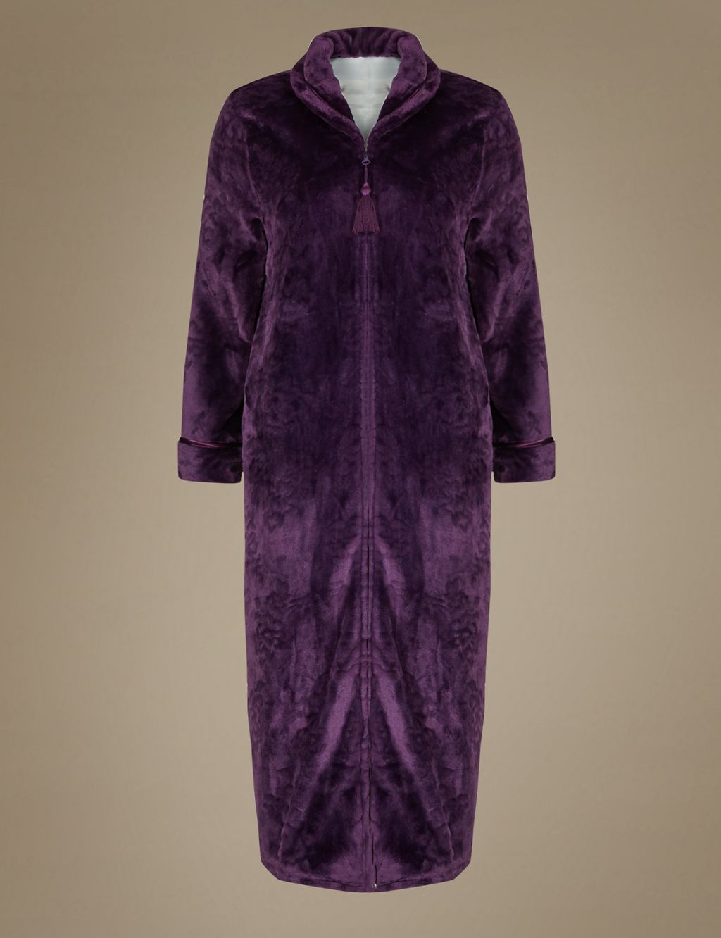 Carved Shimmer Zip Through Long Dressing Gown 1 of 3