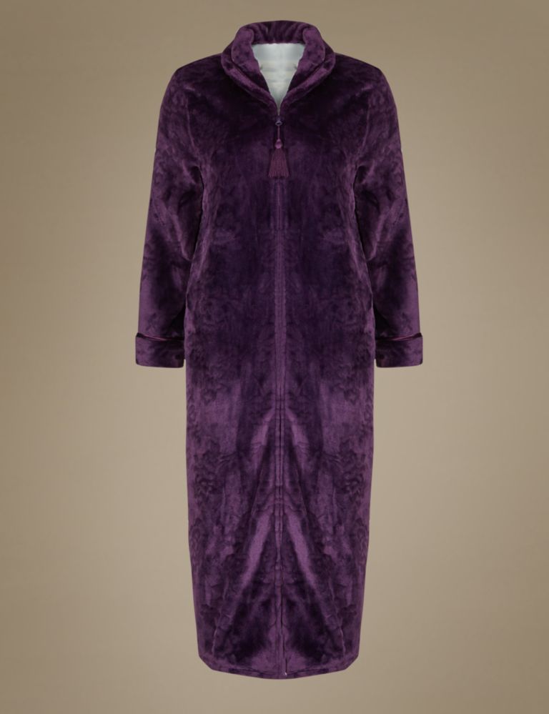 Carved Shimmer Zip Through Long Dressing Gown 2 of 3