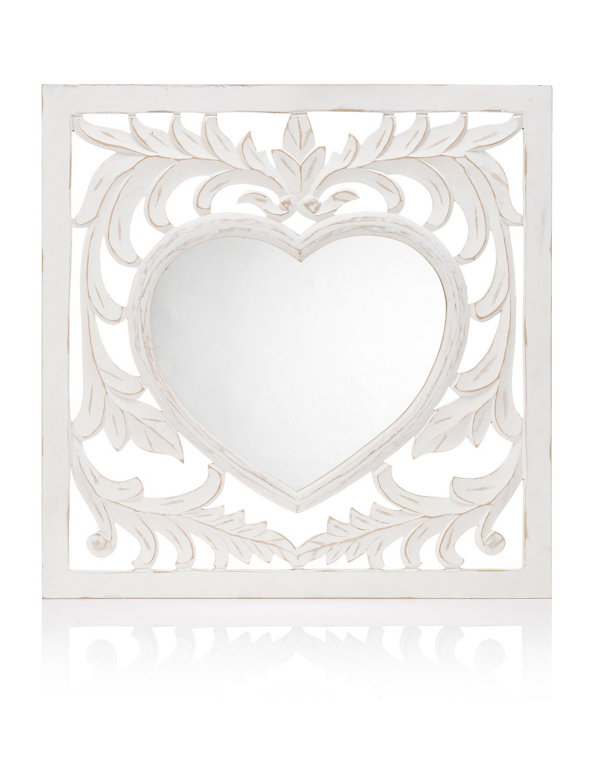 Carved Wood Heart Mirror Image 1 of 1