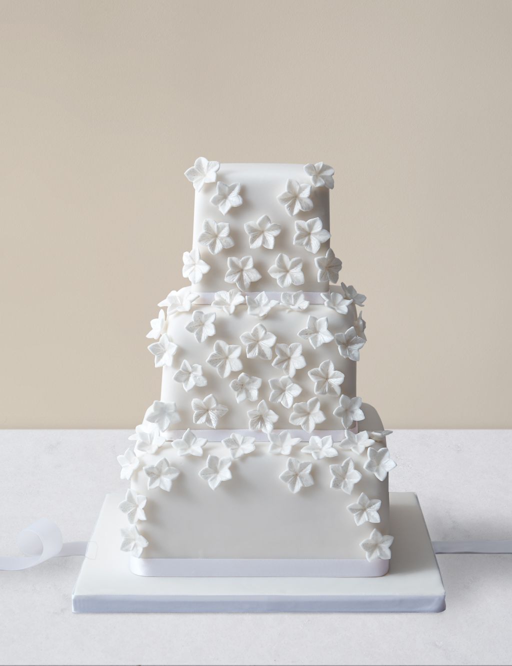Cascading White Blossom Wedding Cake (Serves 100) Last order date 26th March 1 of 2