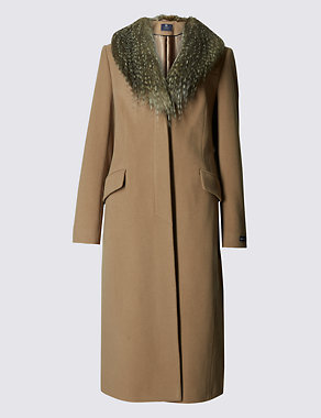 Cashmere & Faux Fur Collar Coat Image 2 of 5