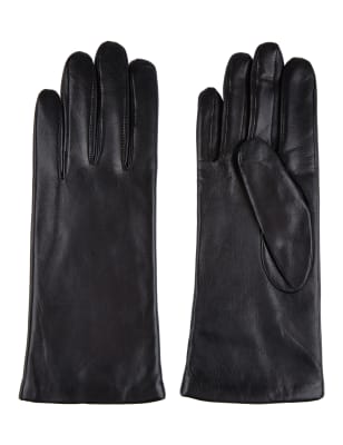 ladies black leather gloves cashmere lining
