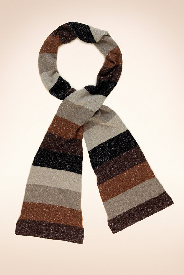 Cashmere Rich Striped Metallic Scarf Image 1 of 2