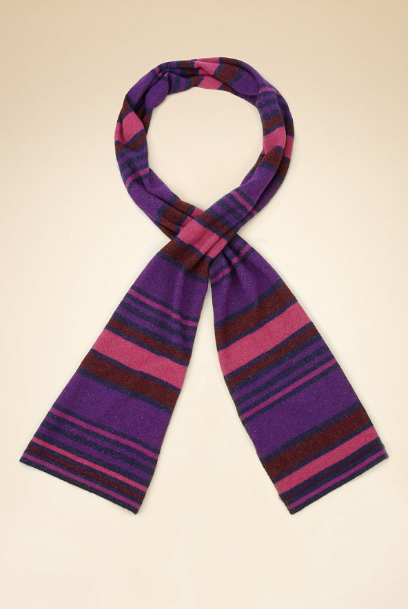 Cashmere Rich Striped Metallic Scarf Image 1 of 2