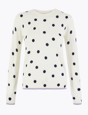 Cashmilon Polka Dot Round Neck Jumper M S Collection M S