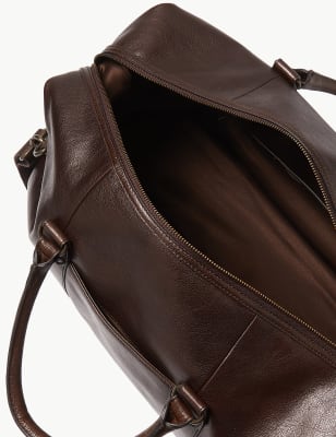 m&s leather holdall