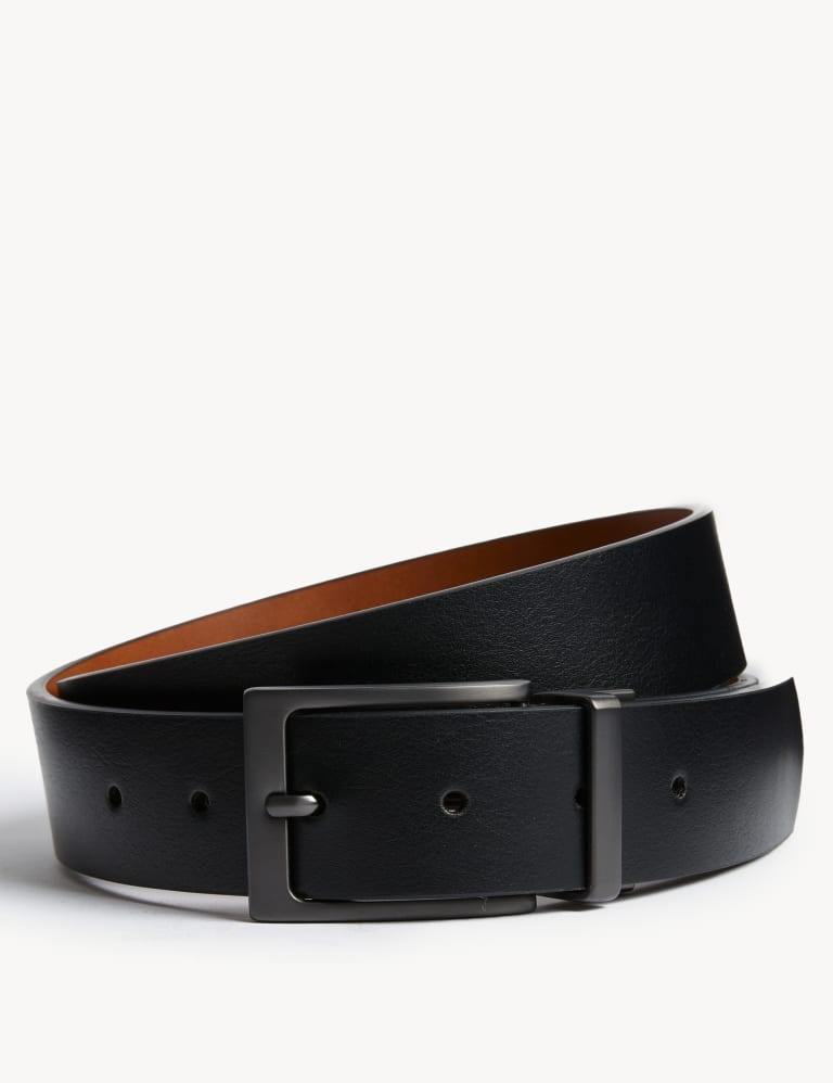 M&S Mens Black Leather Belt - 46-48