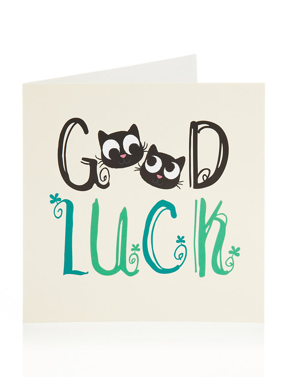 Cat Faces Good Luck Greetings Card Image 1 of 2