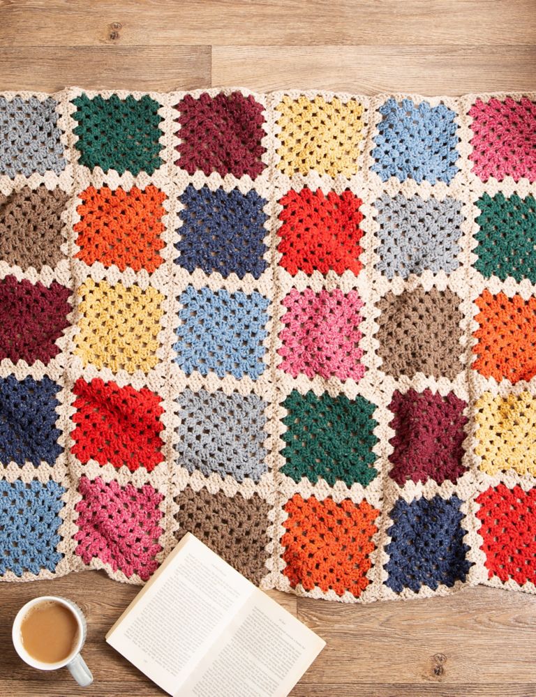 Catalonia Granny Squares Blanket Crochet Kit, Wool Couture