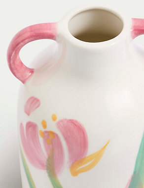 Ceramic Glazed Floral Vase Image 2 of 3