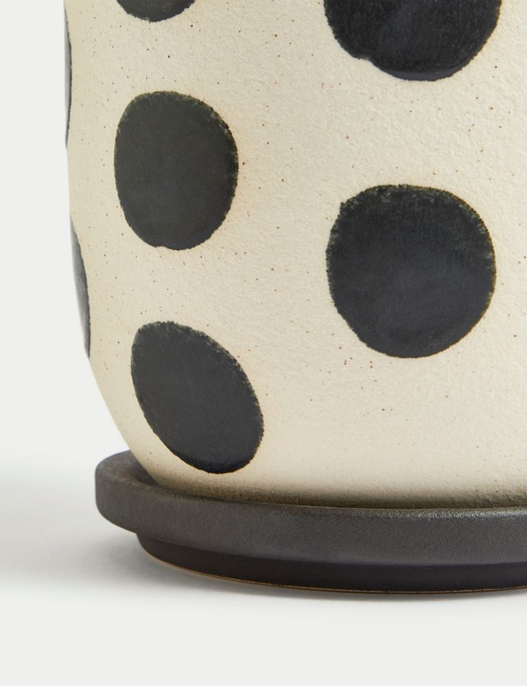 Ceramic Polka Dot Planter with Tray 3 of 3