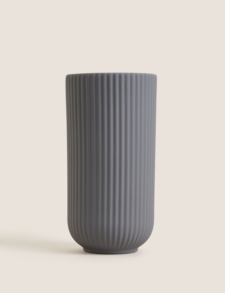 Ceramic Ridged Vase 1 of 5