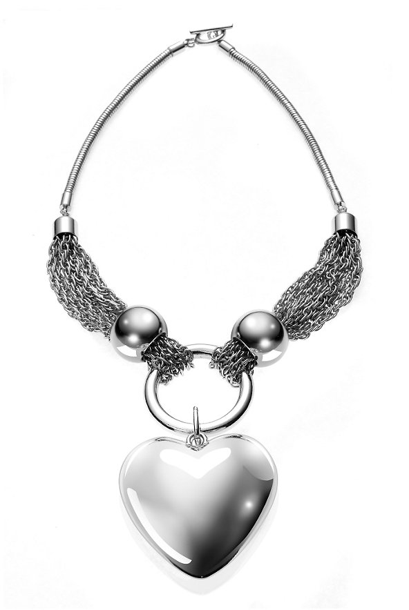Chain & Puffed Heart Necklace Image 1 of 2