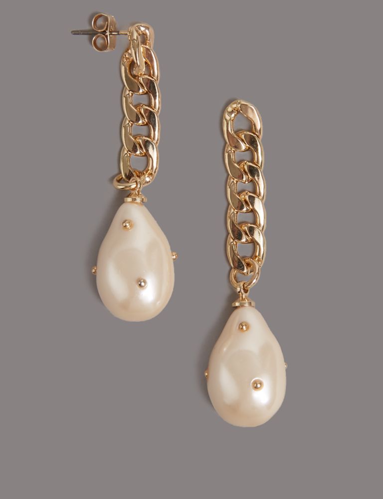 Chain Pearl Drop Earrings 1 of 1