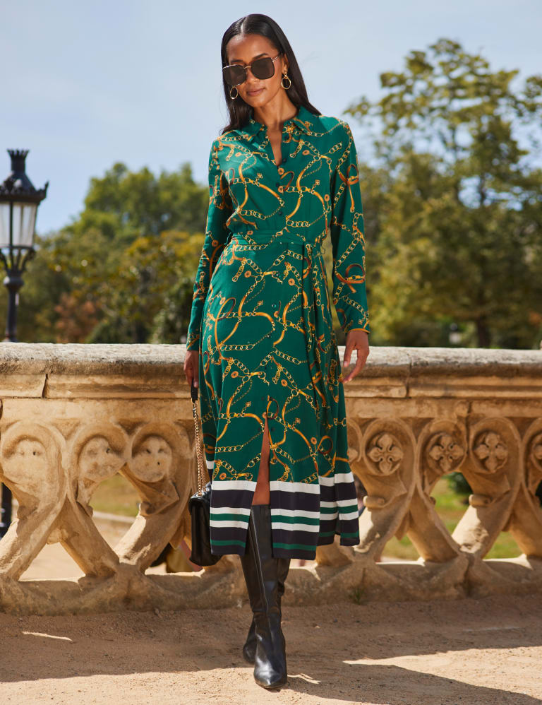 Chain Print Midi Shirt Dress 2 of 5