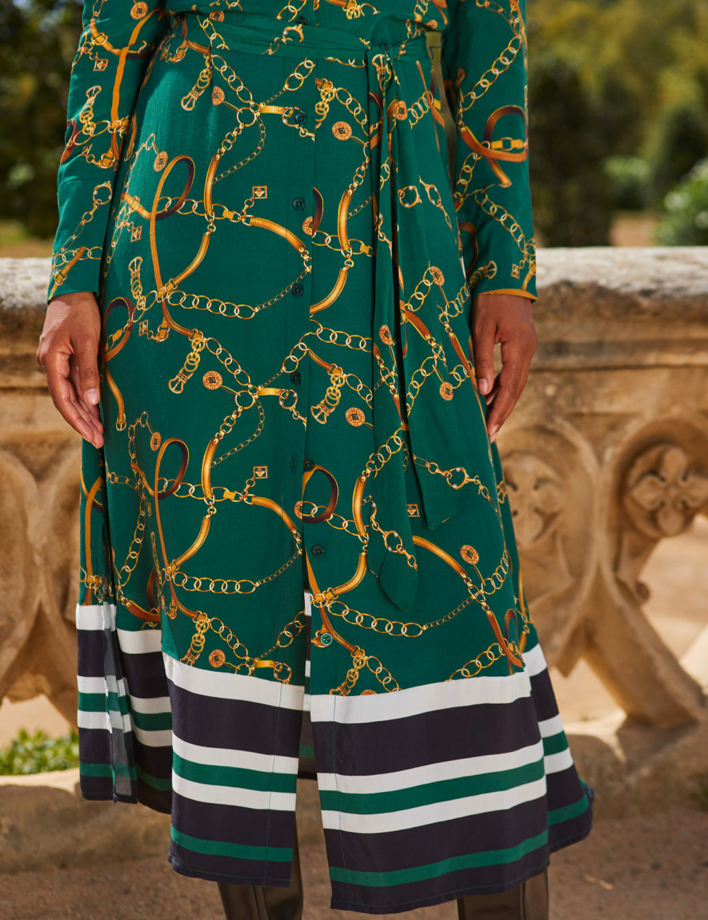 Chain Print Midi Shirt Dress SOSANDAR M S