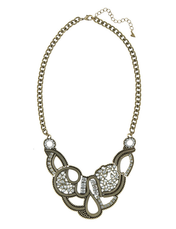 Chain Swirl Diamanté Necklace Image 1 of 1