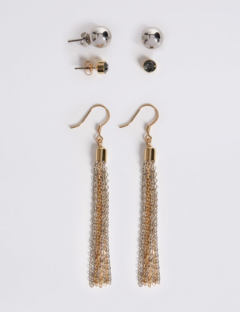 Chain Tassel Drop & Stud Earrings Set 2 of 4