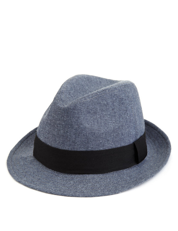 Chambray Trilby Hat with Linen Image 1 of 1