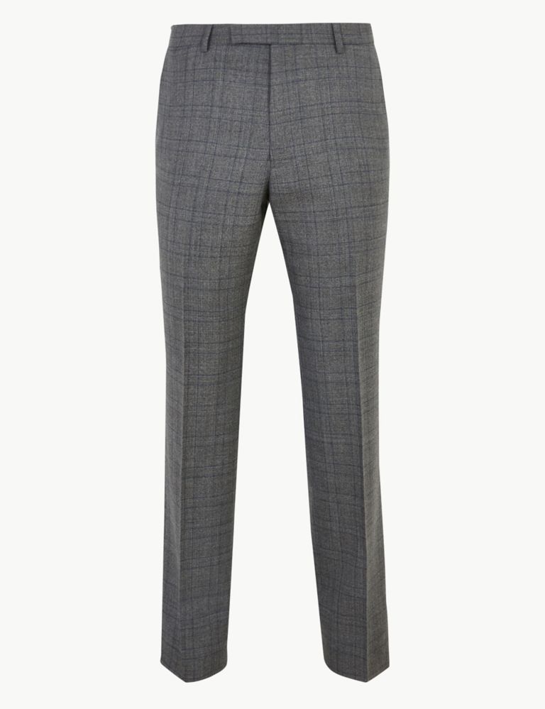Charcoal Checked Pure Wool Trousers 1 of 2