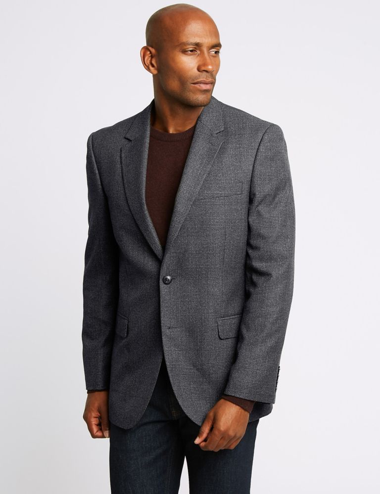 Charcoal Checked Regular Fit Jacket 3 of 7