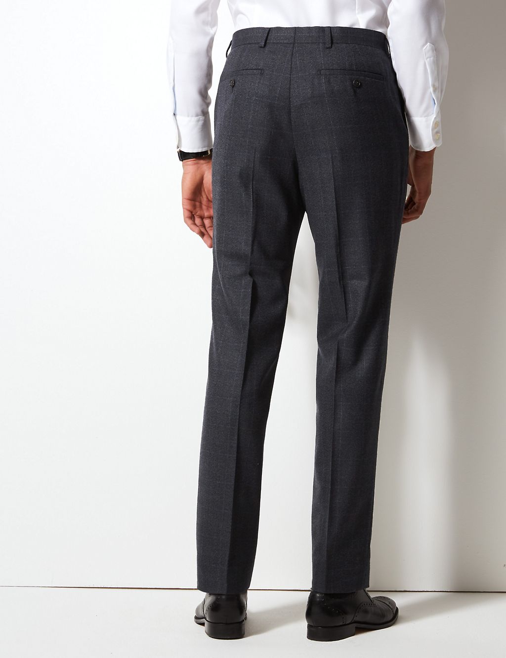 Charcoal Checked Regular Fit Wool Trousers 6 of 7