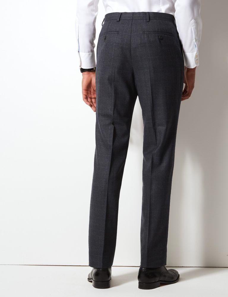 Charcoal Checked Regular Fit Wool Trousers 4 of 7