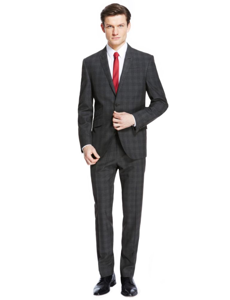 Charcoal Checked Superslim Fit Suit Jacket 1 of 8