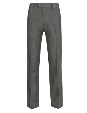 Charcoal Checked Superslim Flat Front Trousers Image 2 of 4