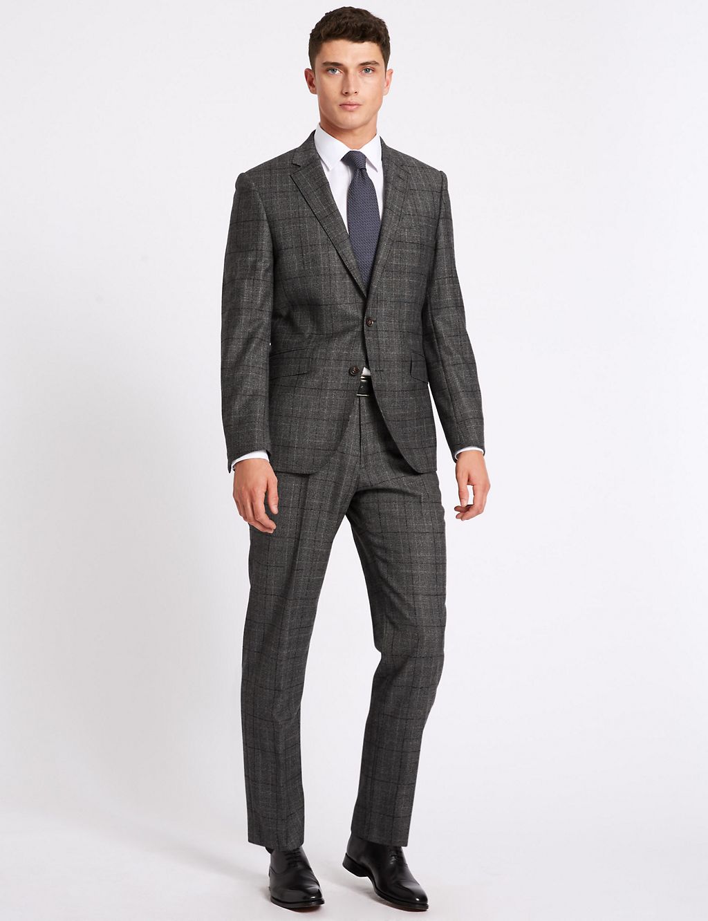 Charcoal Checked Tailored Fit Wool Jacket 3 of 9