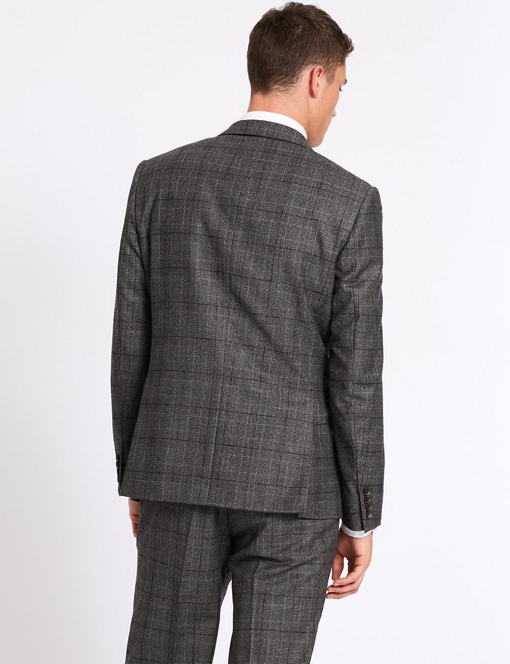 Charcoal Checked Tailored Fit Wool Jacket 8 of 9