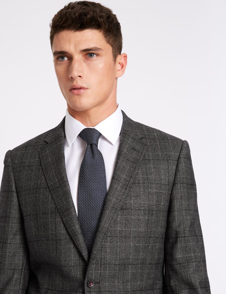 Charcoal Checked Tailored Fit Wool Jacket 6 of 9