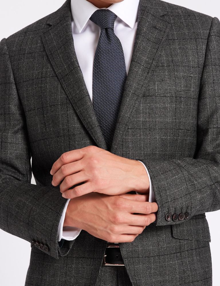 Charcoal Checked Tailored Fit Wool Jacket 7 of 9