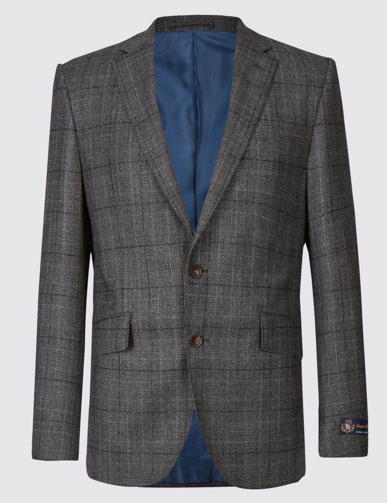 Charcoal Checked Tailored Fit Wool Jacket 2 of 9