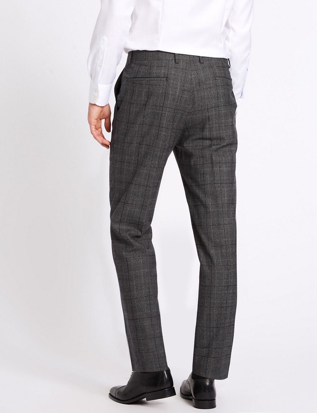 Charcoal Checked Tailored Fit Wool Trousers 4 of 6