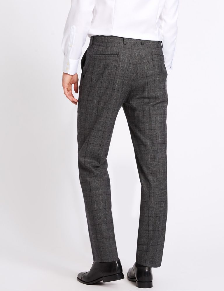 Charcoal Checked Tailored Fit Wool Trousers 4 of 6