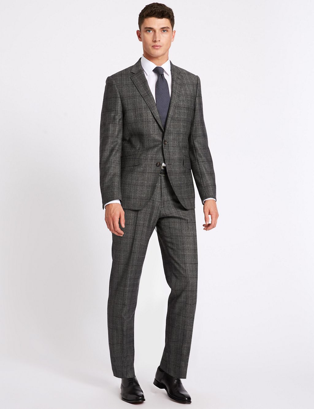 Charcoal Checked Tailored Fit Wool Trousers 5 of 6