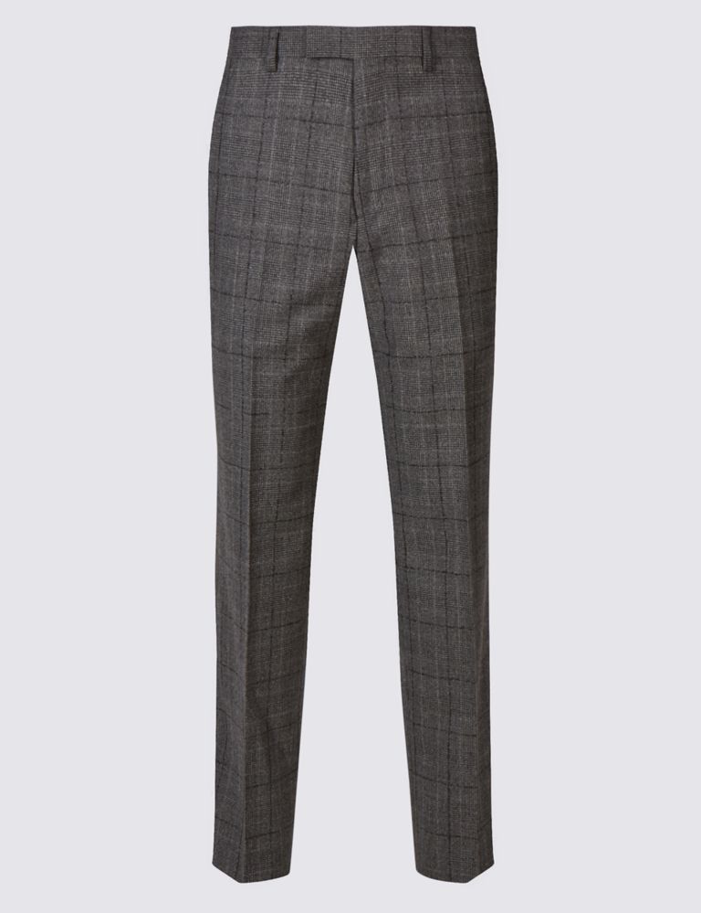 Charcoal Checked Tailored Fit Wool Trousers 2 of 6