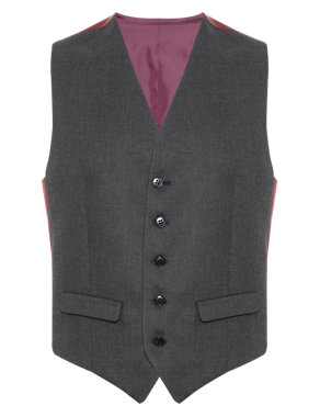 Charcoal Regular Fit 5 Button Waistcoat Image 2 of 4