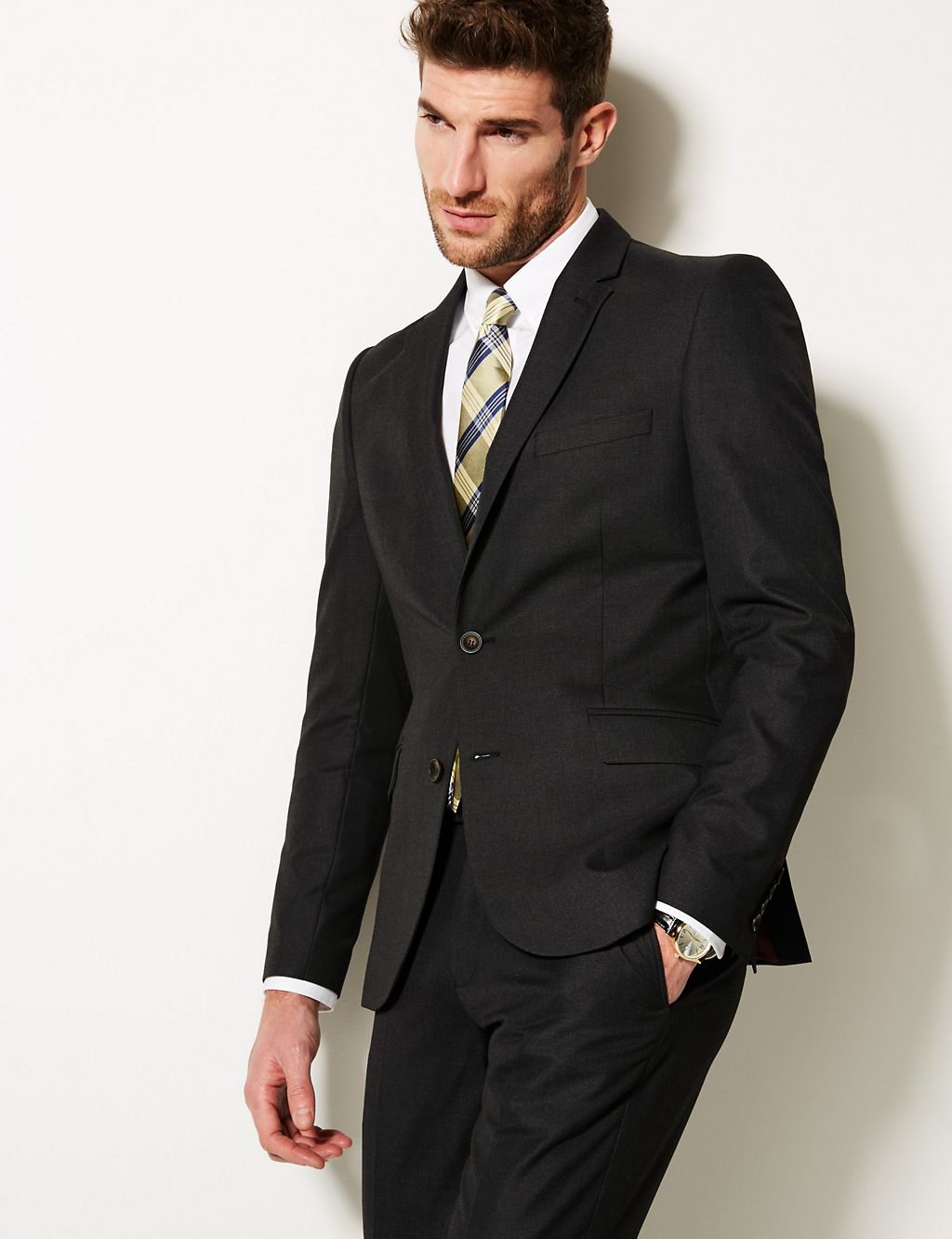 Charcoal Skinny Fit Suit Jacket 2 of 7
