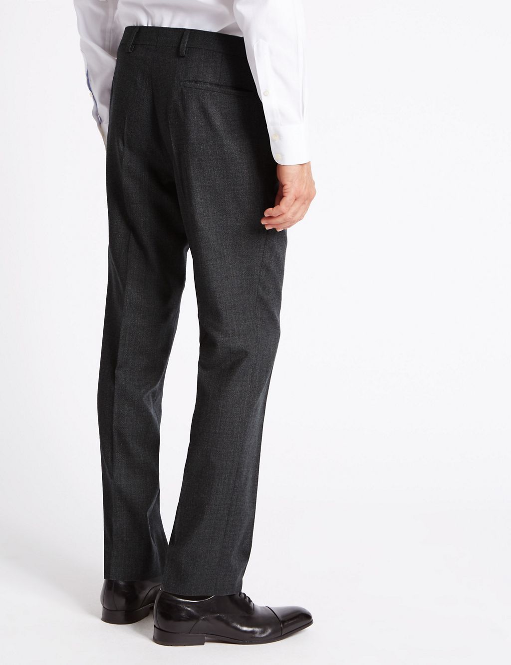 Charcoal Slim Fit Flat Front Trousers 2 of 4