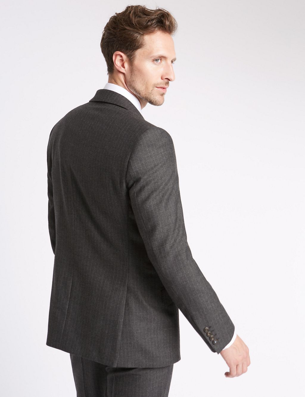 Charcoal Striped Regular Fit Wool Jacket 6 of 7