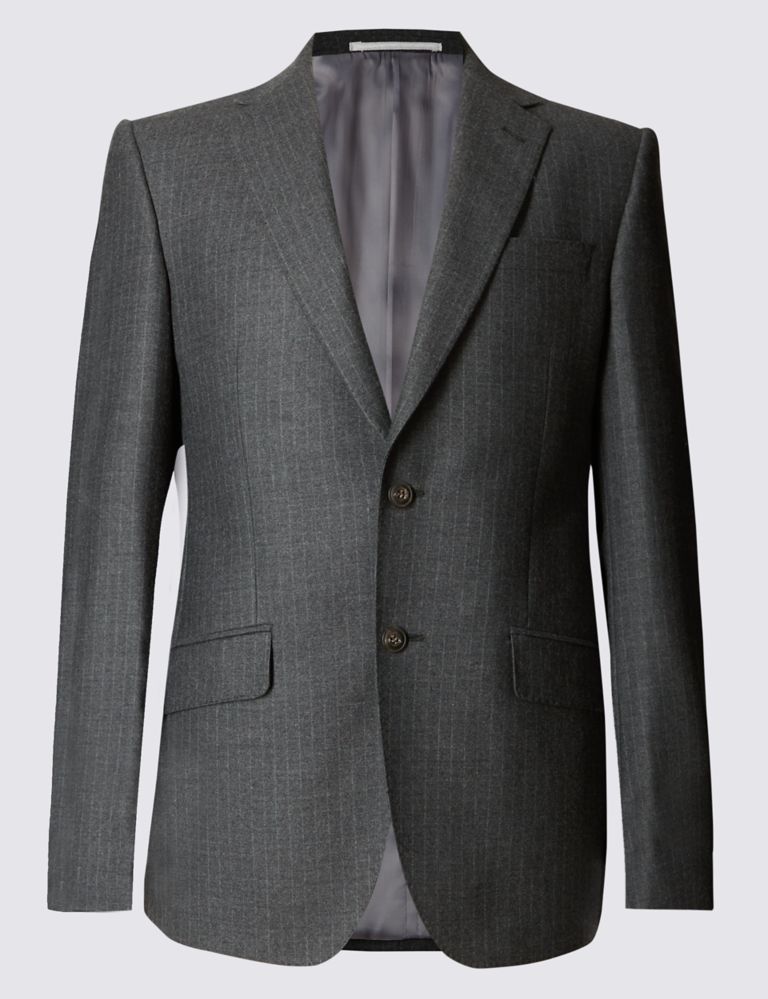 Charcoal Striped Regular Fit Wool Jacket 2 of 7