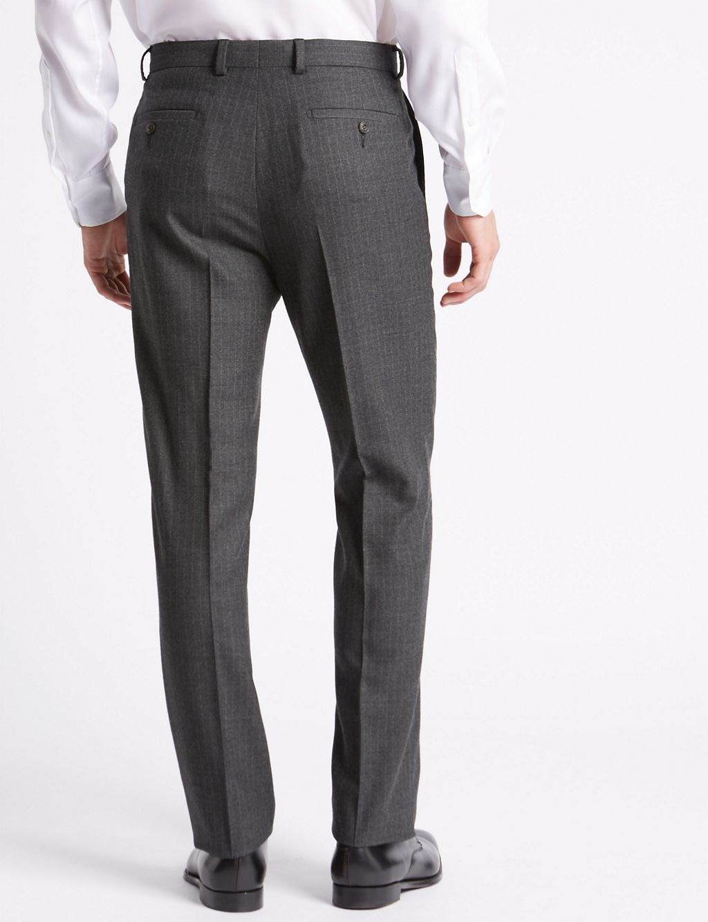 Charcoal Striped Regular Fit Wool Trousers 2 of 3